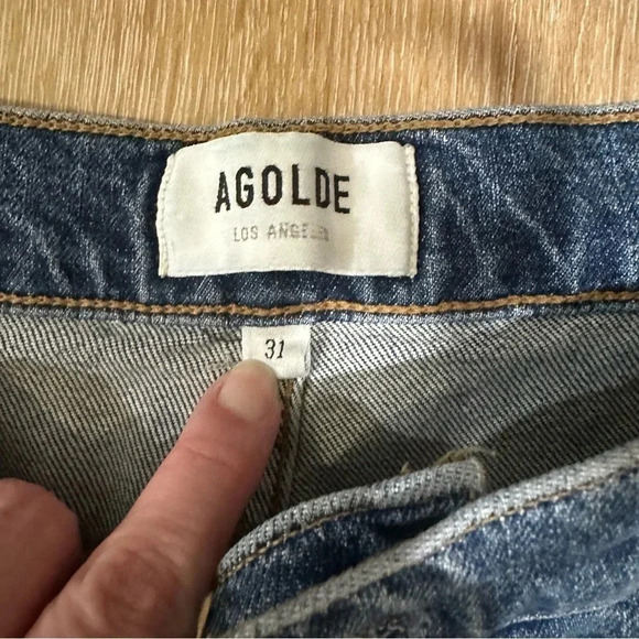 Agolde Merrel Mid-Rise Straight Leg Medium/Dark Wash Denim Jeans Size 31 NWT - Picture 6 of 9